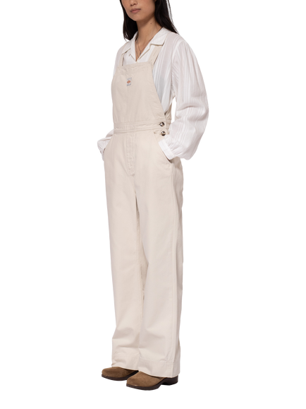 Nudie Jeans Judy Workwear Cotton Twill Dungarees, Off White - view 2, Off White