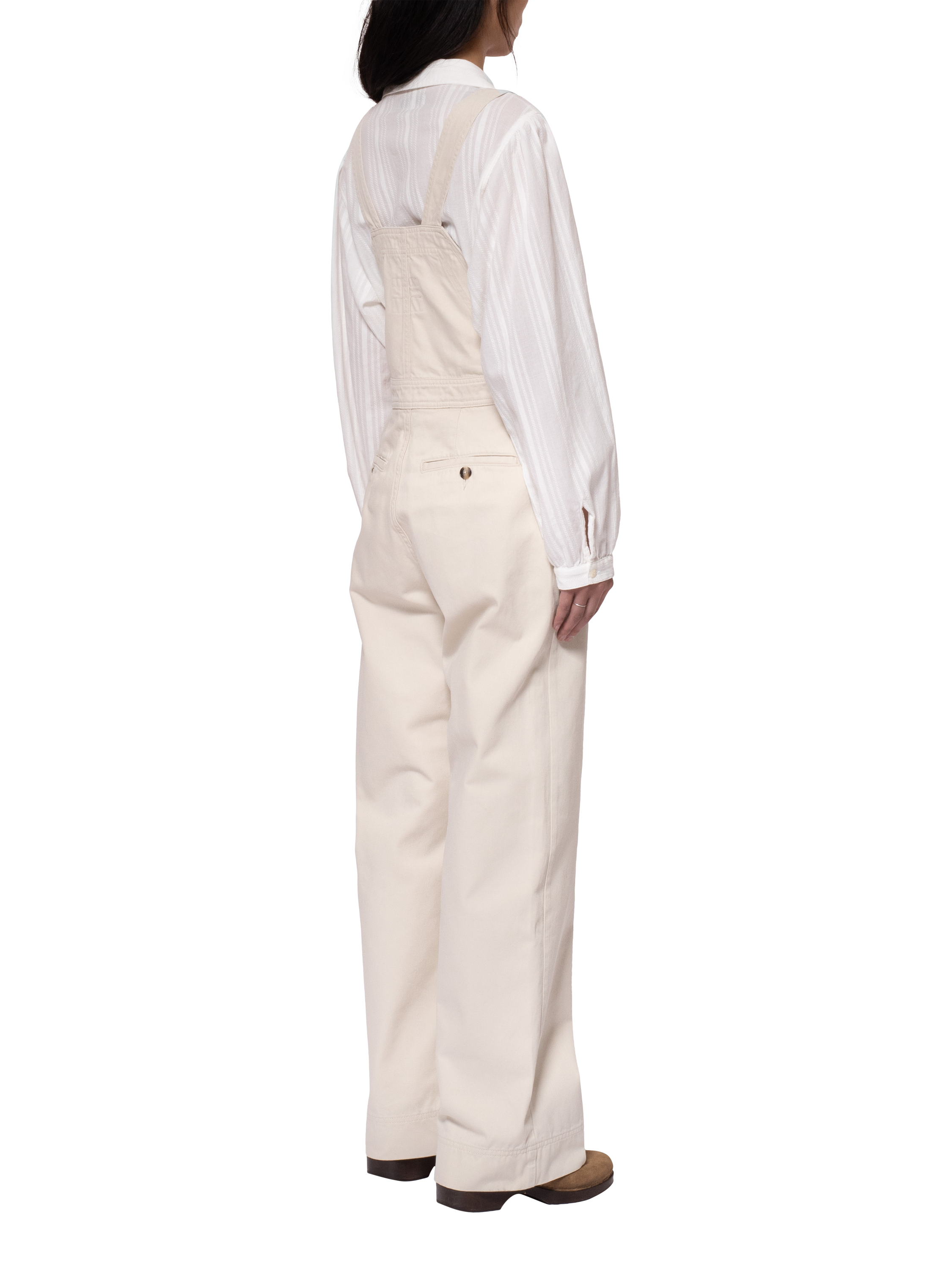 Product image 3 of 3, which shows Nudie Jeans Judy Workwear Cotton Twill Dungarees, Off White, XS