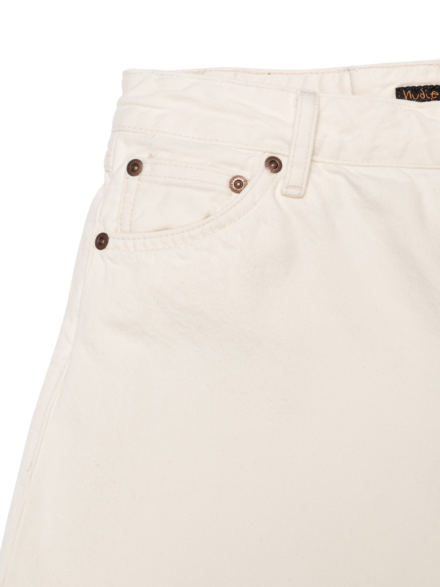 Product image 6 of 6, which shows Nudie Jeans Meja Denim Shorts, White, 24