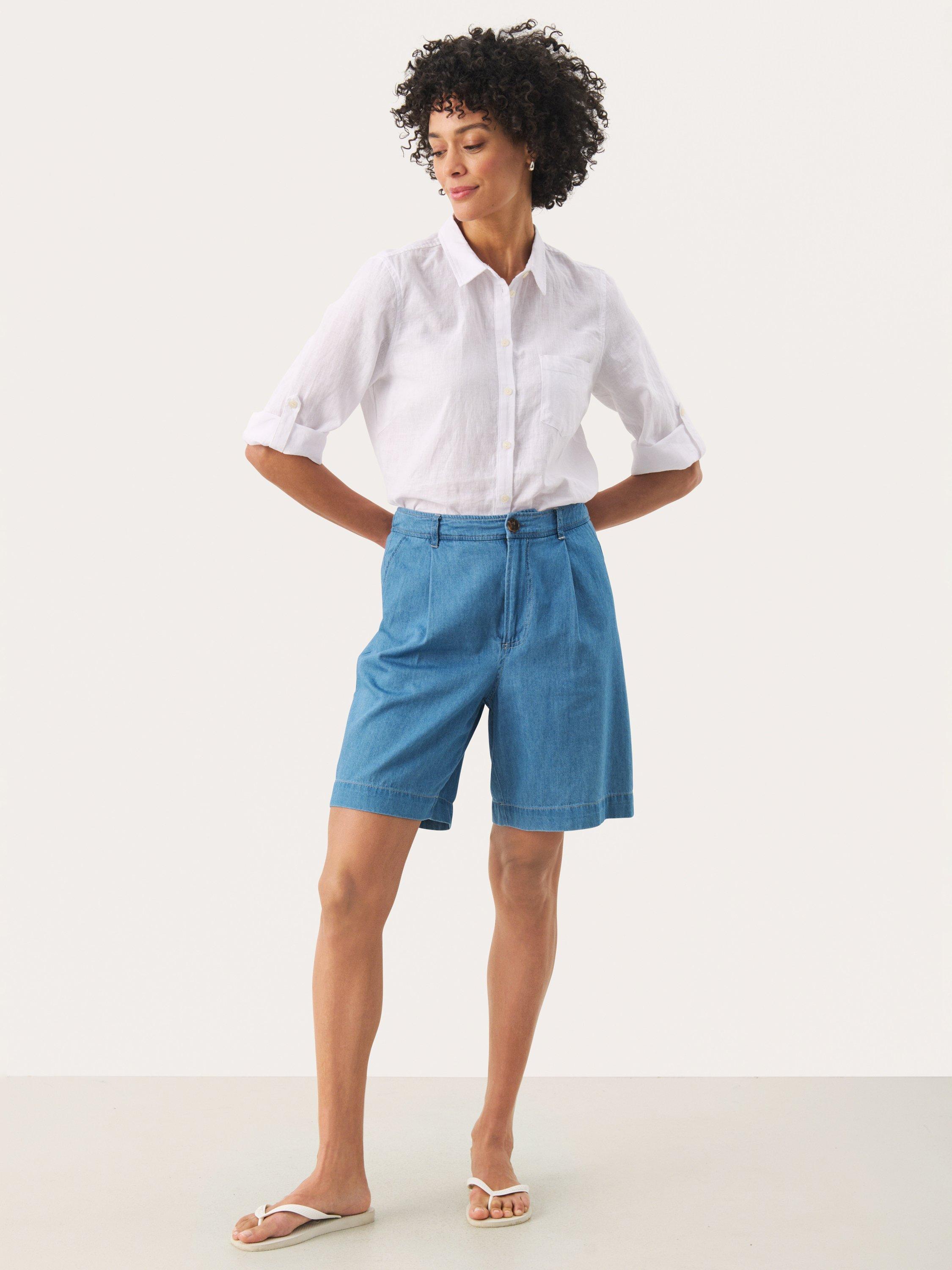 Product image 3 of 6, which shows Part Two Regina Mid Thigh Shorts, Light Blue, 8