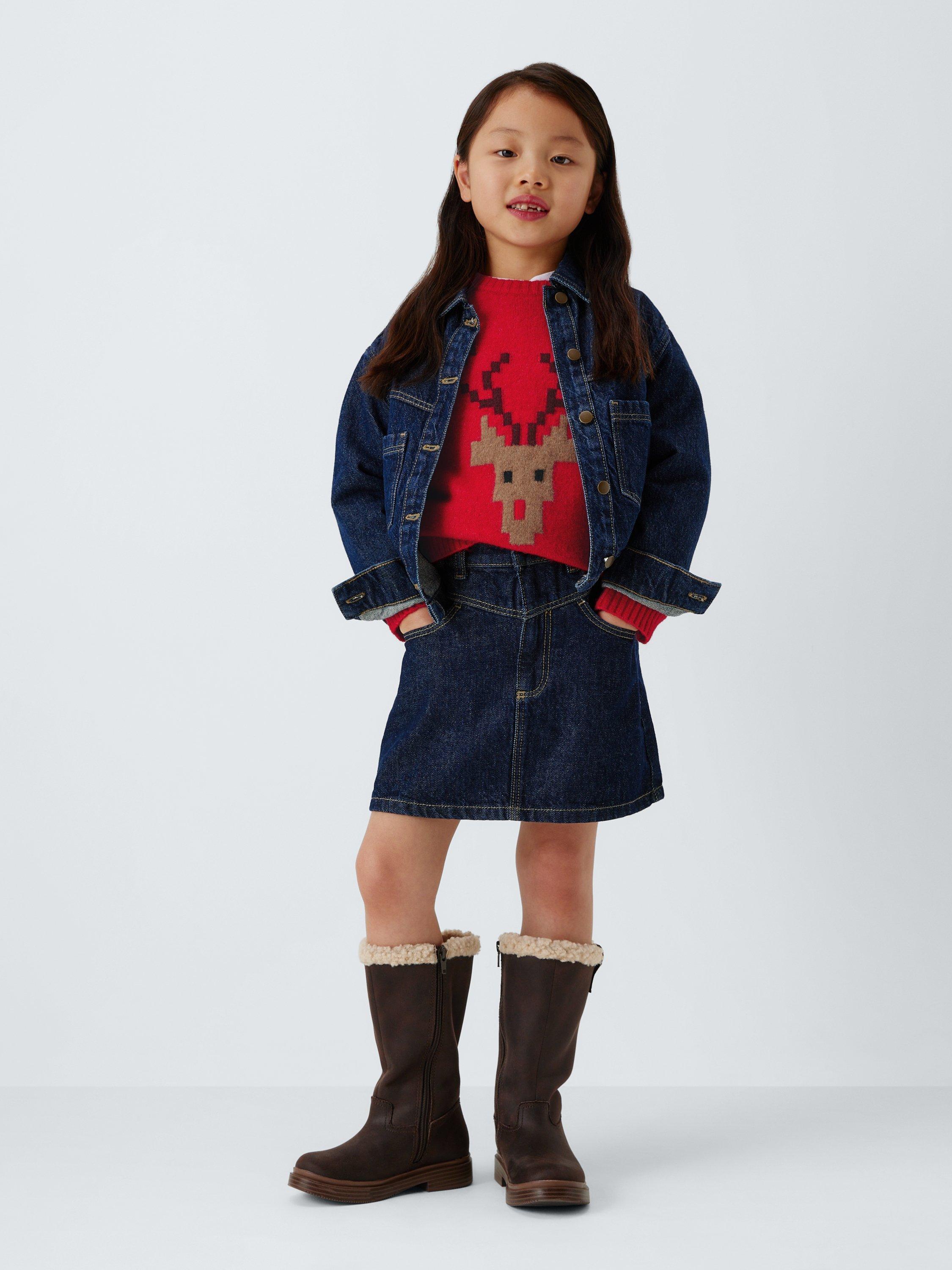 Product image 2 of 7, which shows John Lewis Kids' Graphic Reindeer Jumper, Red, Multi, 5 years