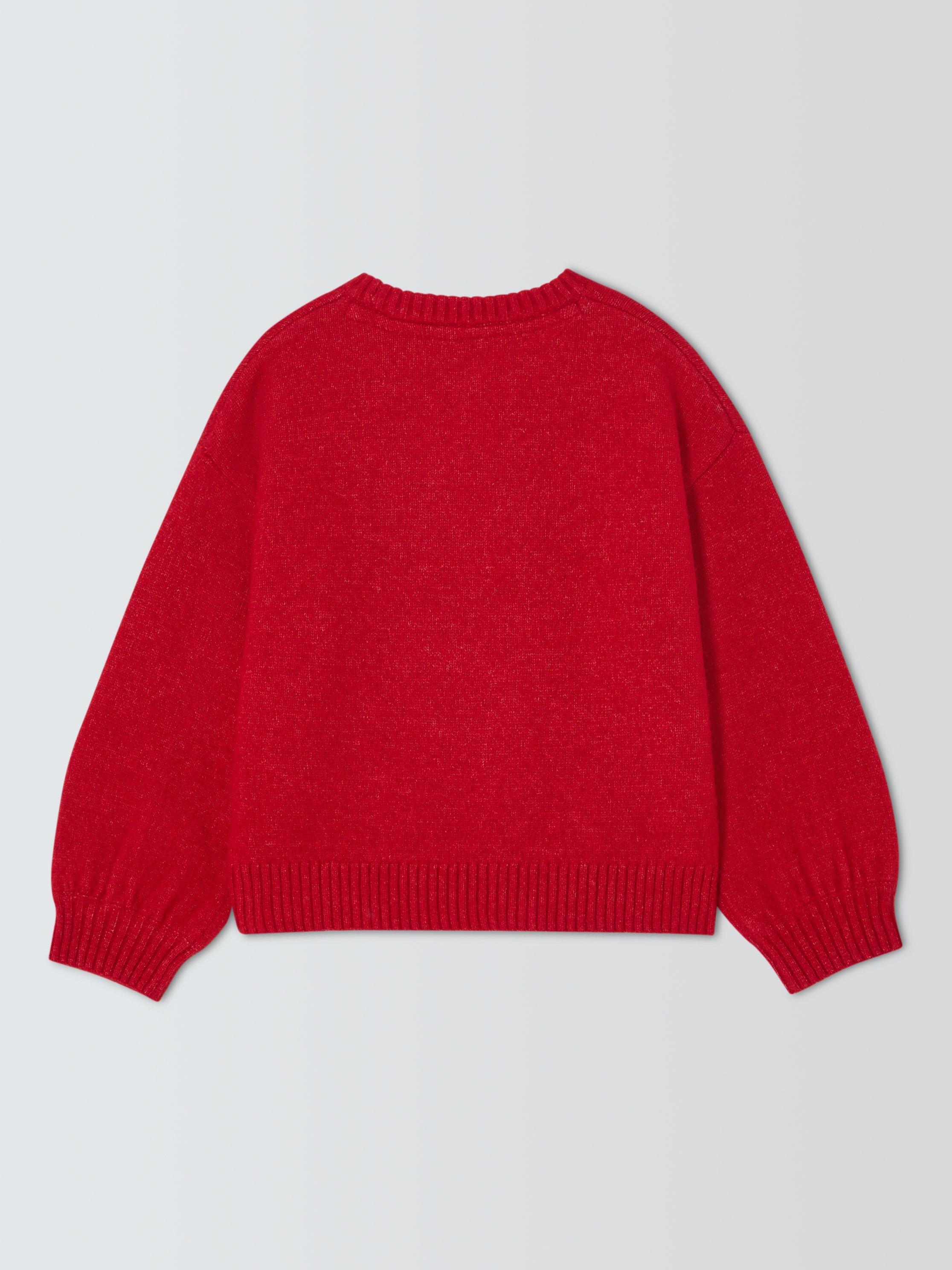 Product image 4 of 7, which shows John Lewis Kids' Graphic Reindeer Jumper, Red, Multi, 5 years