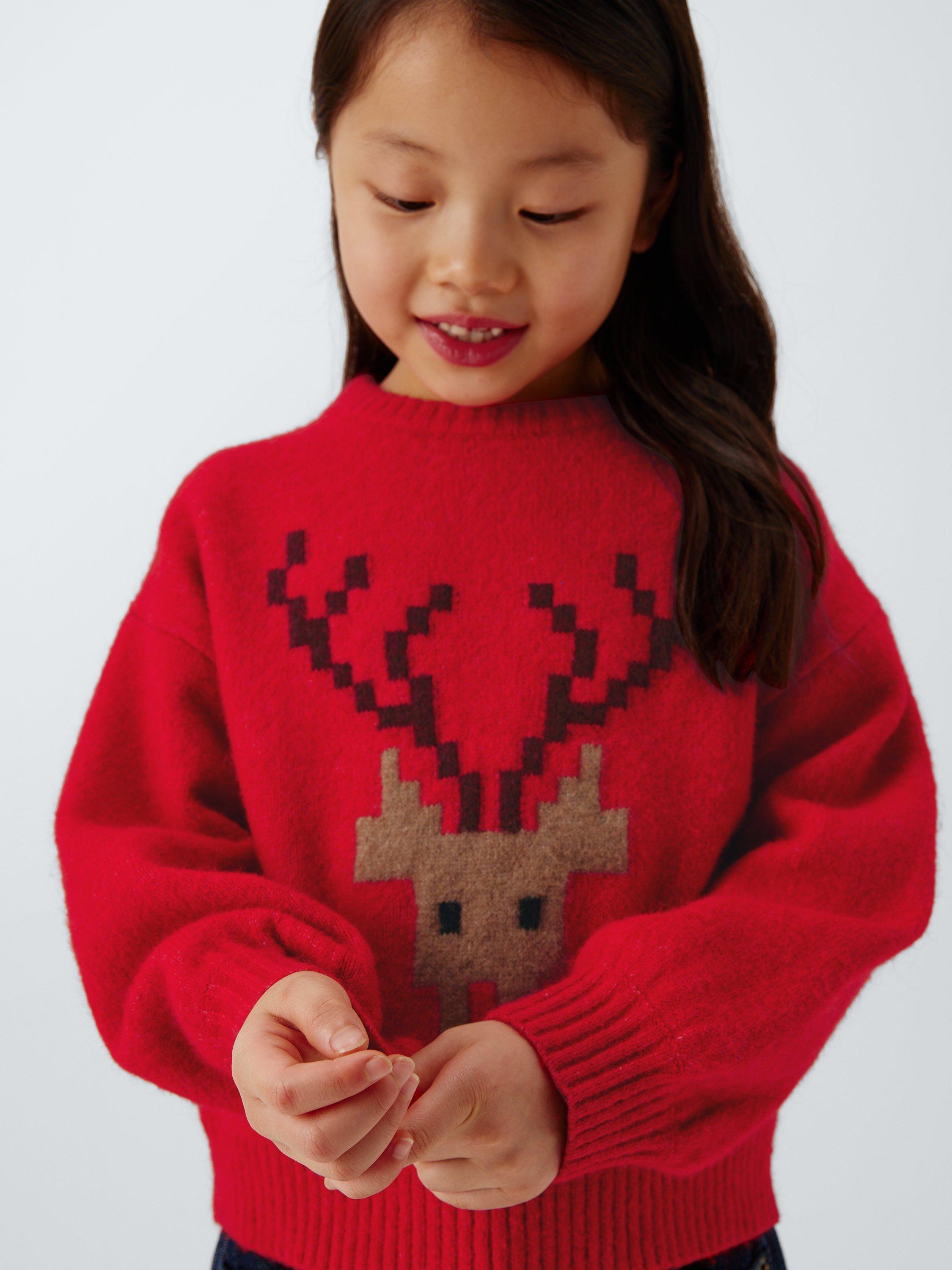 Product image 7 of 7, which shows John Lewis Kids' Graphic Reindeer Jumper, Red, Multi, 5 years