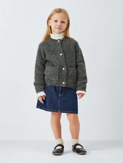 John Lewis Kids' Faux Pearl Button Cardigan, Blue - view 2, Blue