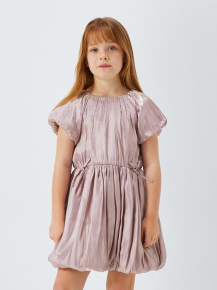 John Lewis Kids' Puff Sleeve & Hem Party Dress, Pink, Pink