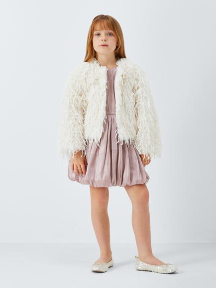John Lewis Kids' Puff Sleeve & Hem Party Dress, Pink - view 2, Pink