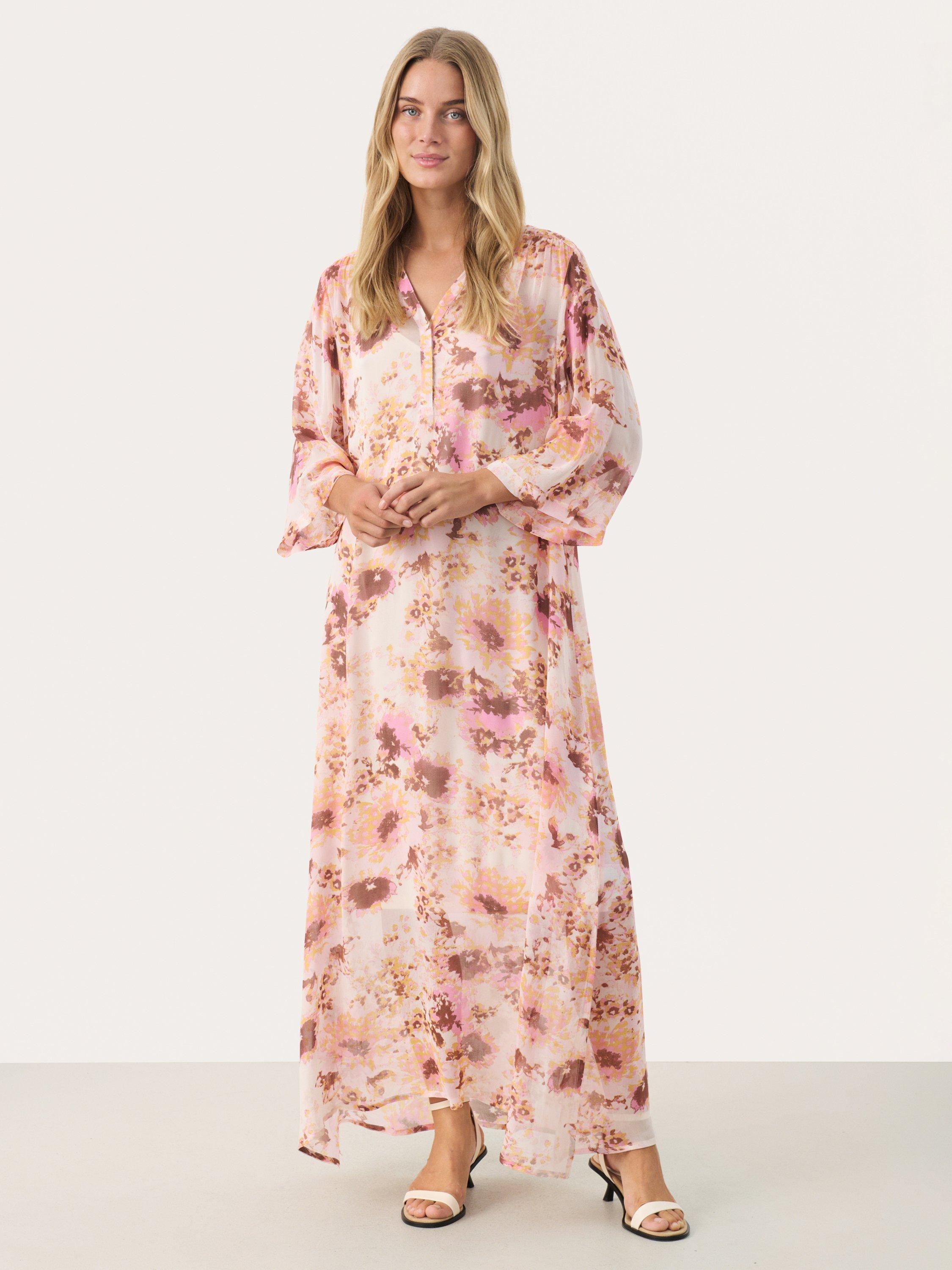 Product image 1 of 6, which shows Part Two Berit Abstract Maxi Dress, Pink, 8