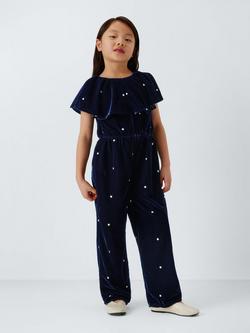 John Lewis Kids' Star Velvet Jumpsuit, Multi, Multi
