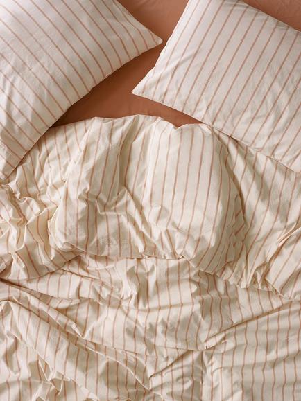 Piglet in Bed Slumber Stripe Washed Cotton Bedding, Blush Pink