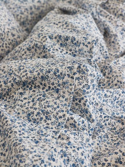Piglet in Bed Mini Meadow Washed Cotton Flat Sheet, Blue