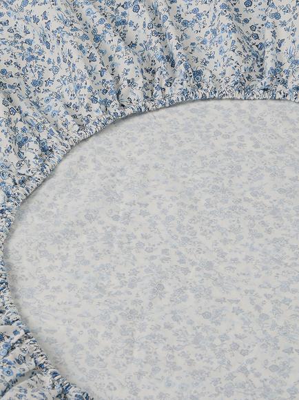 Piglet in Bed Mini Meadow Washed Cotton Fitted Sheet - view 2, Blue