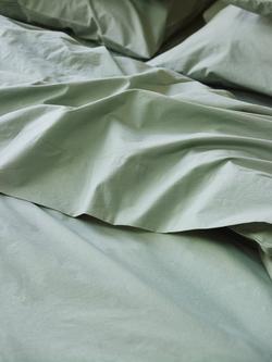 Piglet in Bed Washed Cotton Percale Flat Sheet, Mellow Green