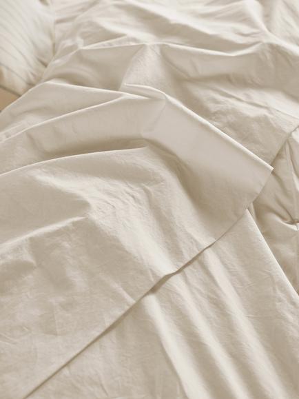 Piglet in Bed Washed Cotton Percale Flat Sheet, Mindful Cream