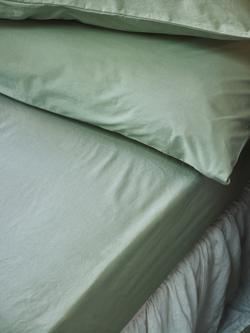 Piglet in Bed Washed Cotton Percale Fitted Sheets, Mellow Green