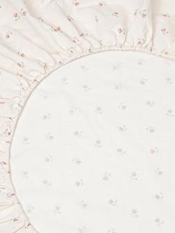 Piglet in Bed Posy Bud Linen Blend Fitted Sheet, Pearl