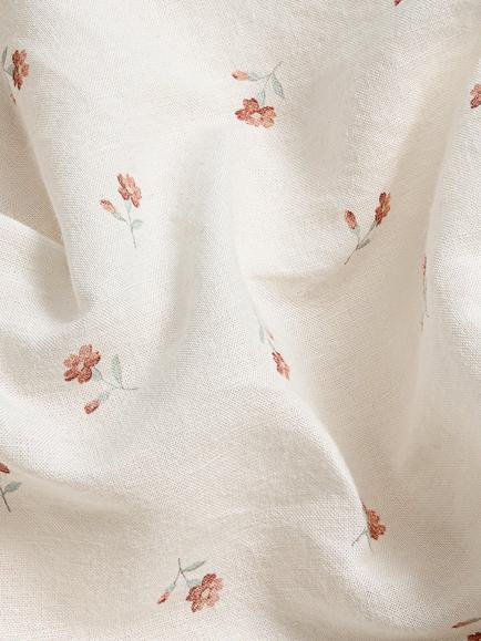 Piglet in Bed Posy Bud Linen Blend Fitted Sheet - view 2, Pearl