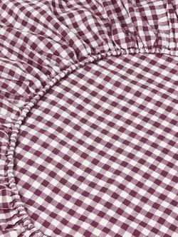 Piglet in Bed Gingham Linen Blend Fitted Sheet - view 2, Berry
