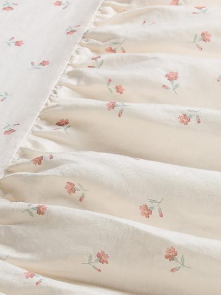 Piglet in Bed Posy Bud Linen Blend Valance, Pearl