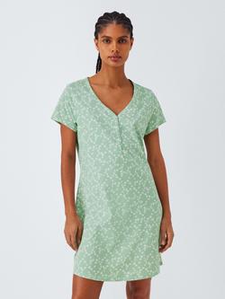 John Lewis Ditsy Notch Neck Nightdress, Light Green, Light Green