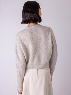 VIVERE Lila Button Neck Wool Blend Cardigan - view 2, Oatmeal