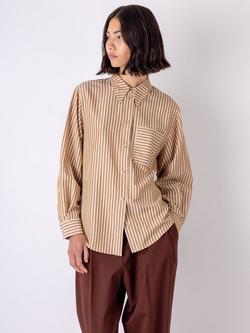 VIVERE Ember Stripe Shirt containing LENZING™ ECOVERO™ Viscose, Beige/Brown