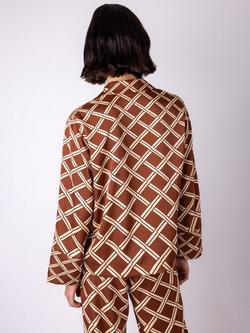 VIVERE Lula Trellis Buttoned Blouse - view 2, Brown/Cream