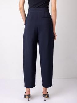 VIVERE Greta Structured Crop Trousers, Navy - view 2, Navy