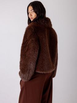 VIVERE Indie Short Hair Faux Fur Jacket, Brown - view 2, Brown