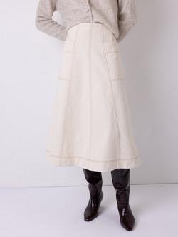 VIVERE Molly Midi A-Line Skirt, White