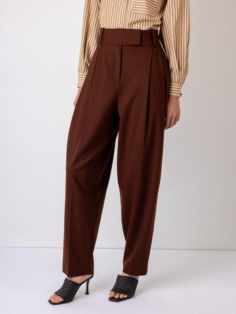Product image 1 of 4, which shows VIVERE Tessa Tailored Tapered Trousers, Brown, 8