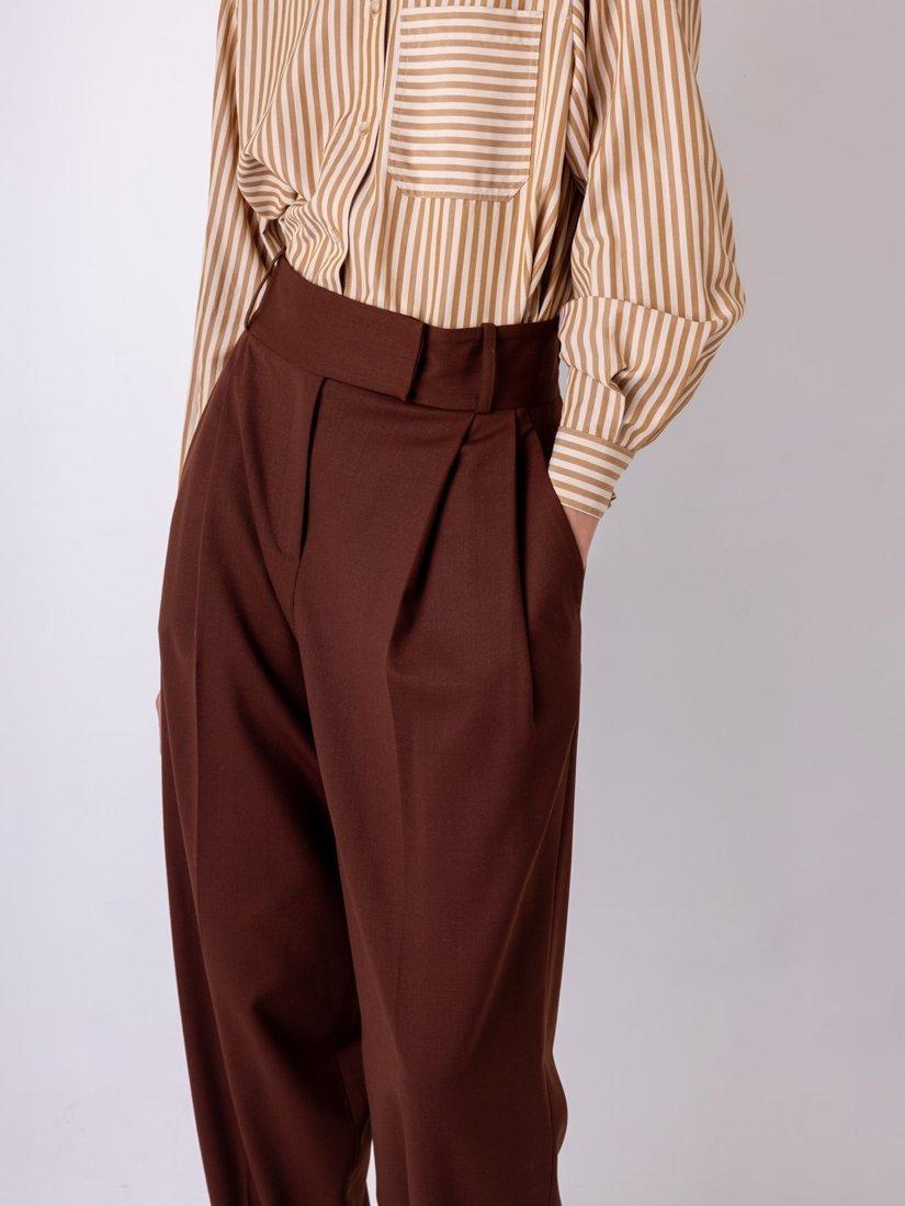 Product image 4 of 4, which shows VIVERE Tessa Tailored Tapered Trousers, Brown, 8