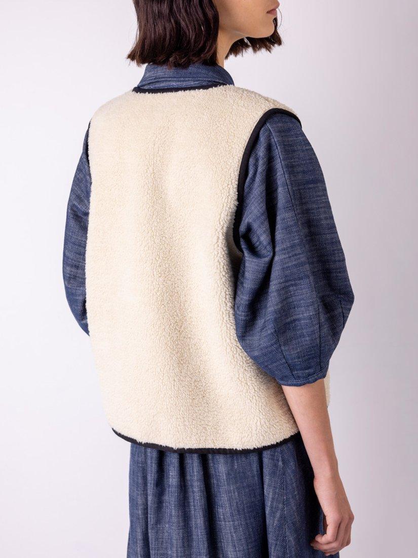 Product image 3 of 4, which shows VIVERE Daisy Borg Waistcoat, Cream/Black, 8