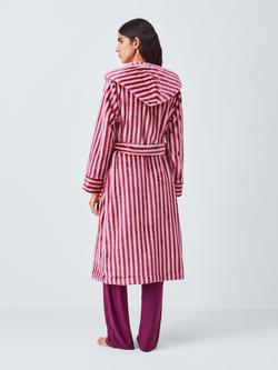 John Lewis Stripe Shimmer Dressing Gown, Raspberry/Pink - view 2, Raspberry/Pink