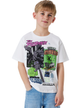 NAME IT Kids' Cotton Short Sleeved Minecraft T-Shirt, Bright White