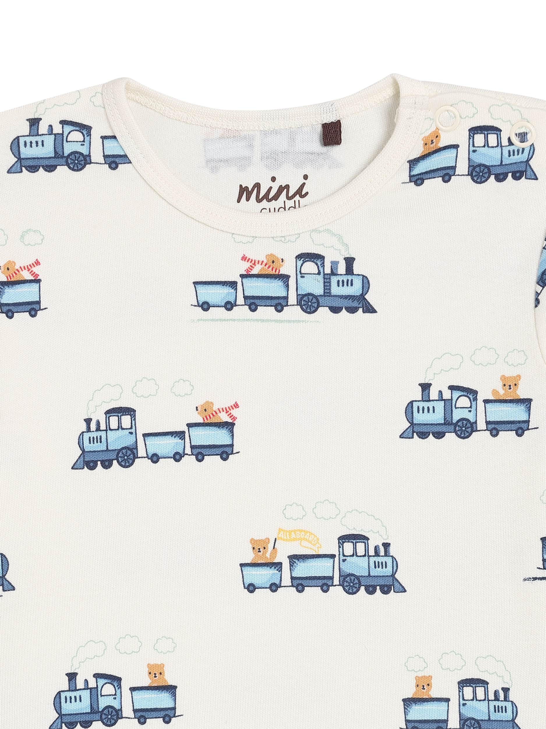 Product image 6 of 7, which shows Mini Cuddles Kids' Cotton Dungaree and Bodysuit Set, Blue, 0-3 months