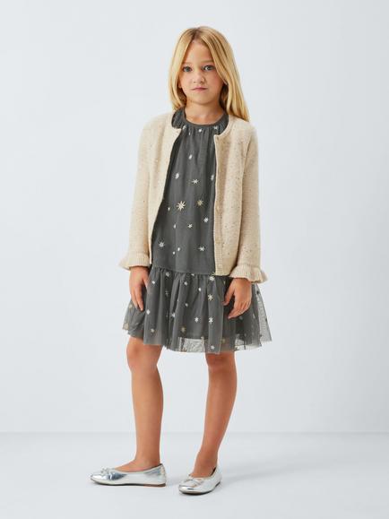 John Lewis Kids' Star Tulle Party Dress, Black - view 2, Black