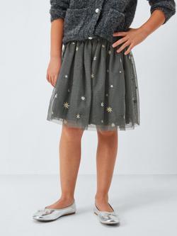 John Lewis Kids' Stars Tulle Party Skirt, Black, Gold, Black, Gold