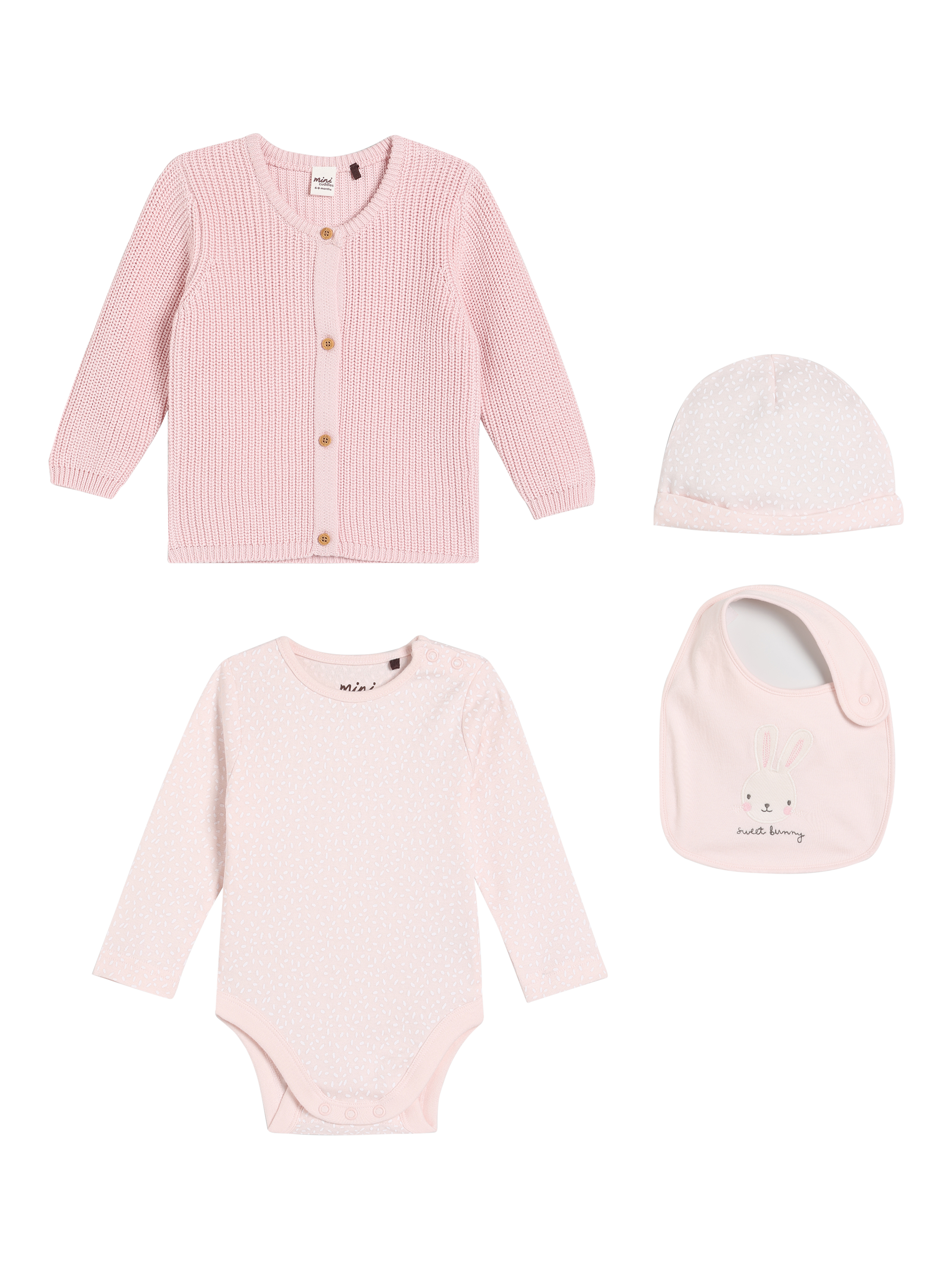 Product image 2 of 9, which shows Mini Cuddles Baby Cotton 5-Pack Starter Kit, Pink, Newborn