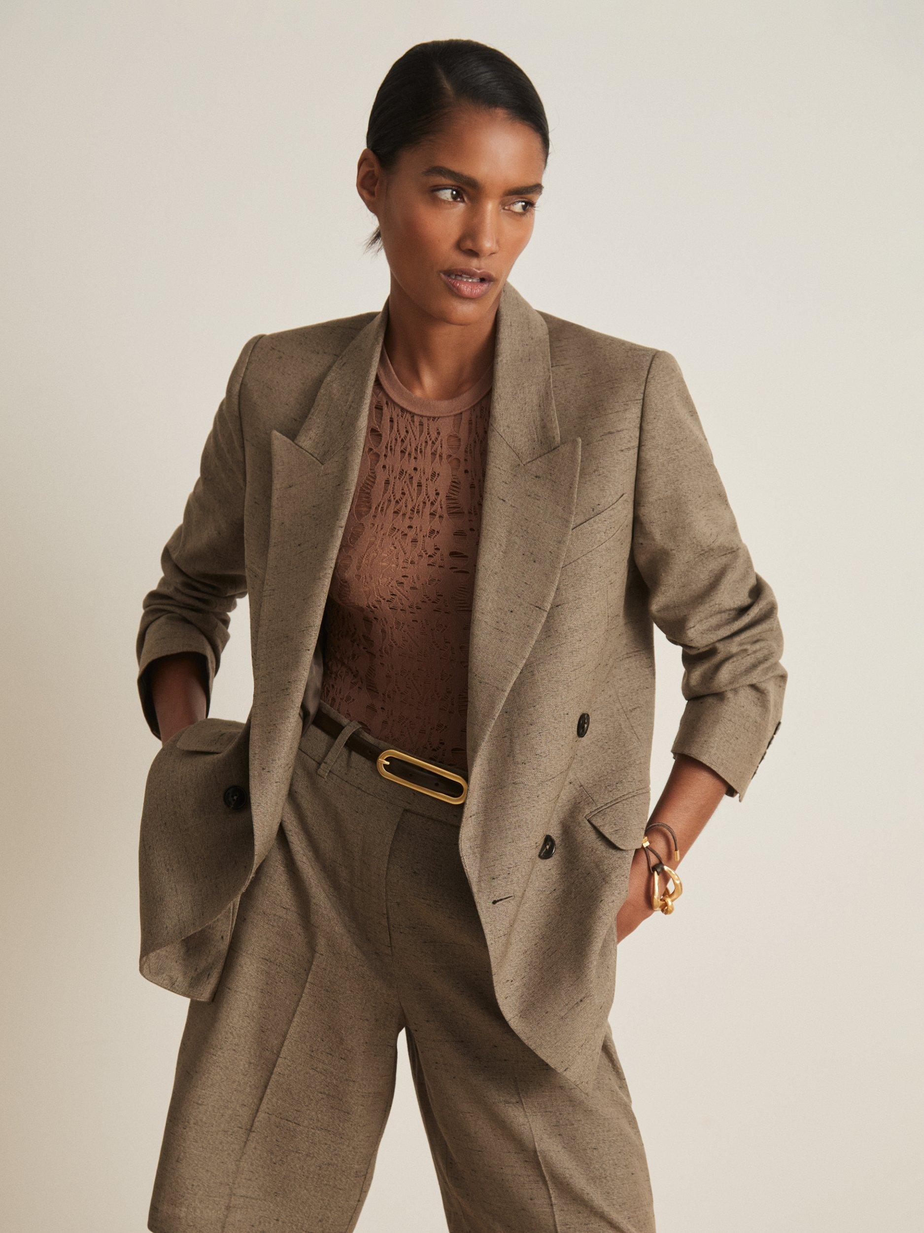 Reiss Atelier Lina Double Breasted Jacket, Grey