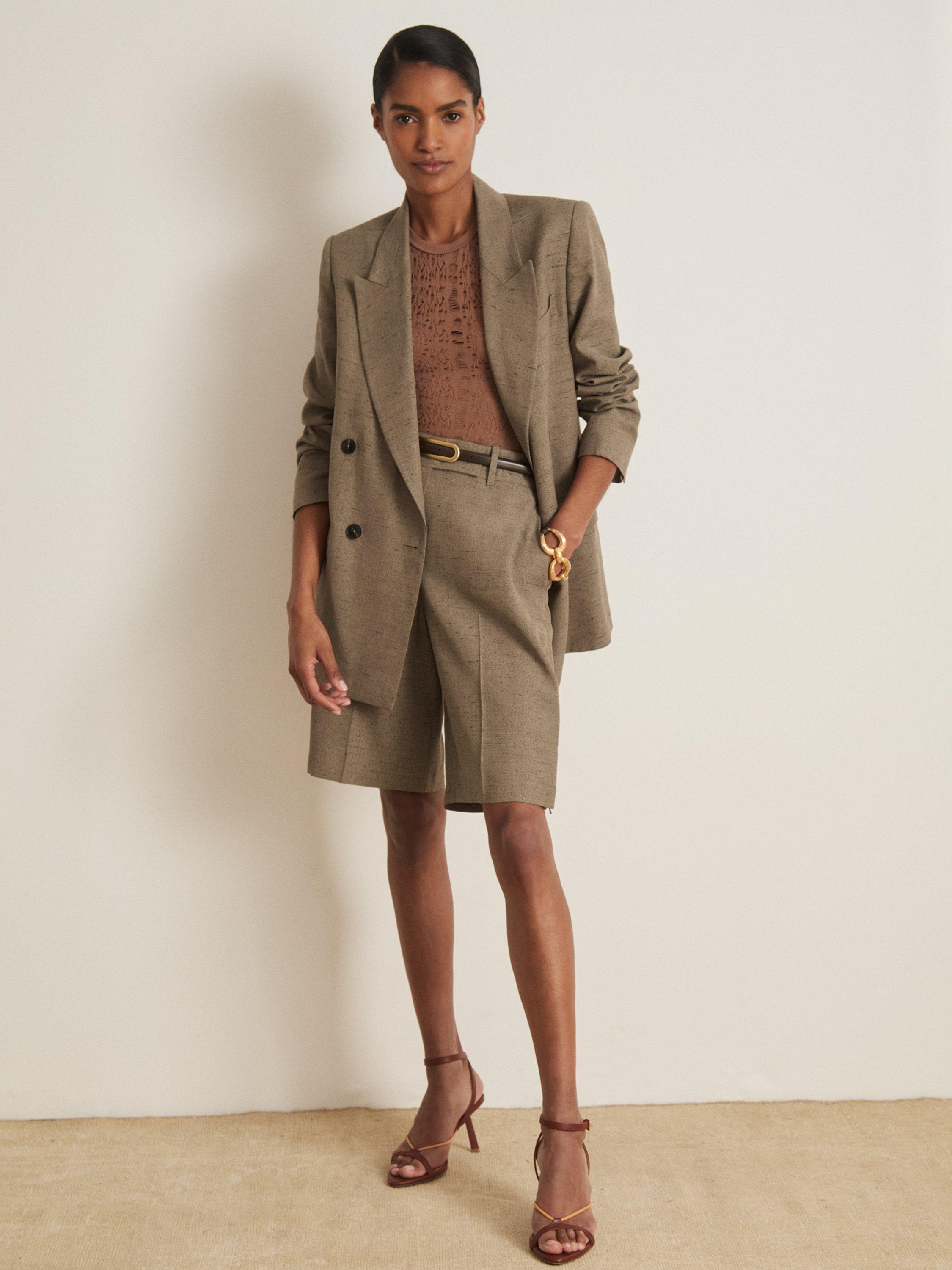 Reiss Atelier Lina Double Breasted Jacket, Grey
