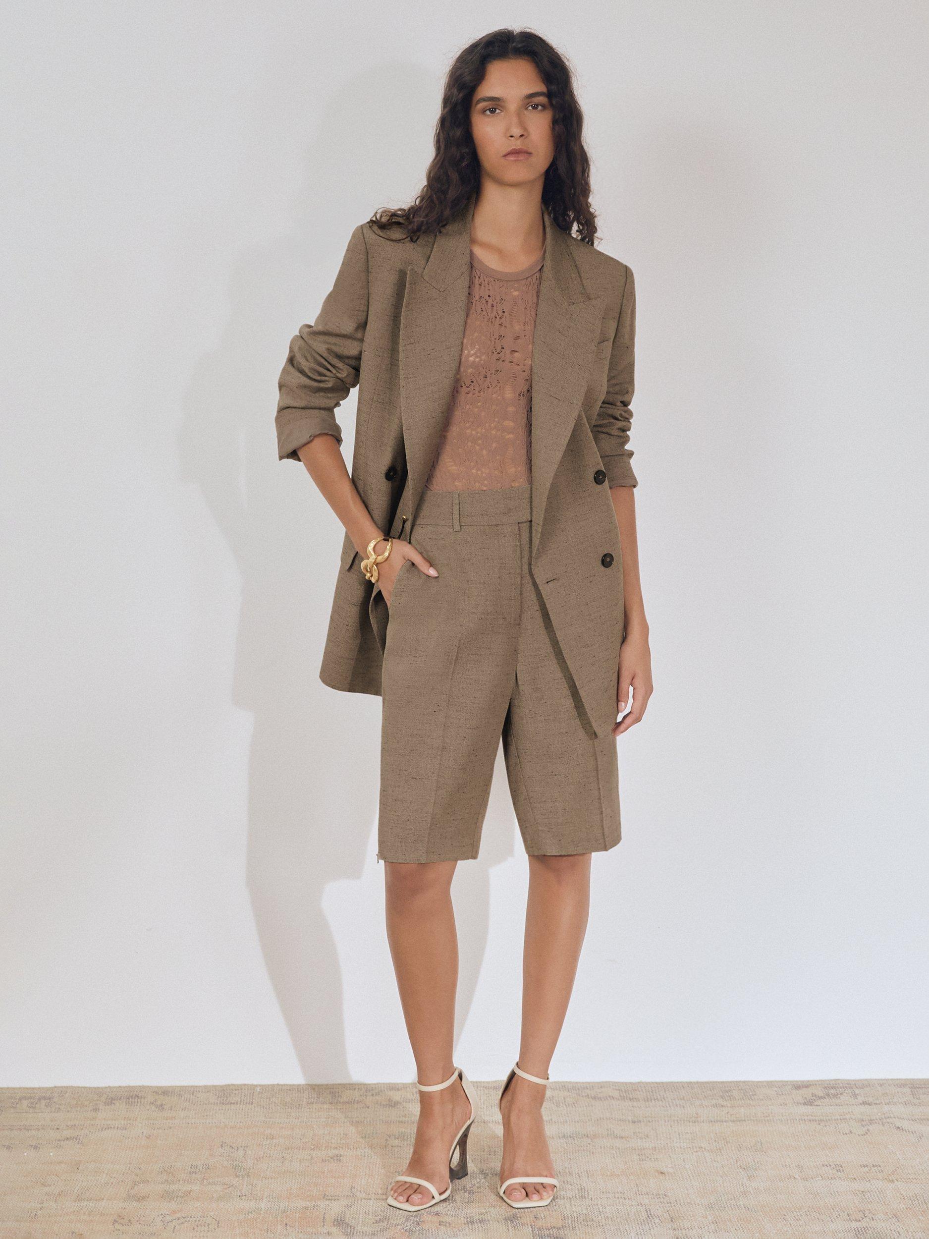 Product image 1 of 5, which shows Reiss Atelier Lina Tailored Shorts, Grey, 8