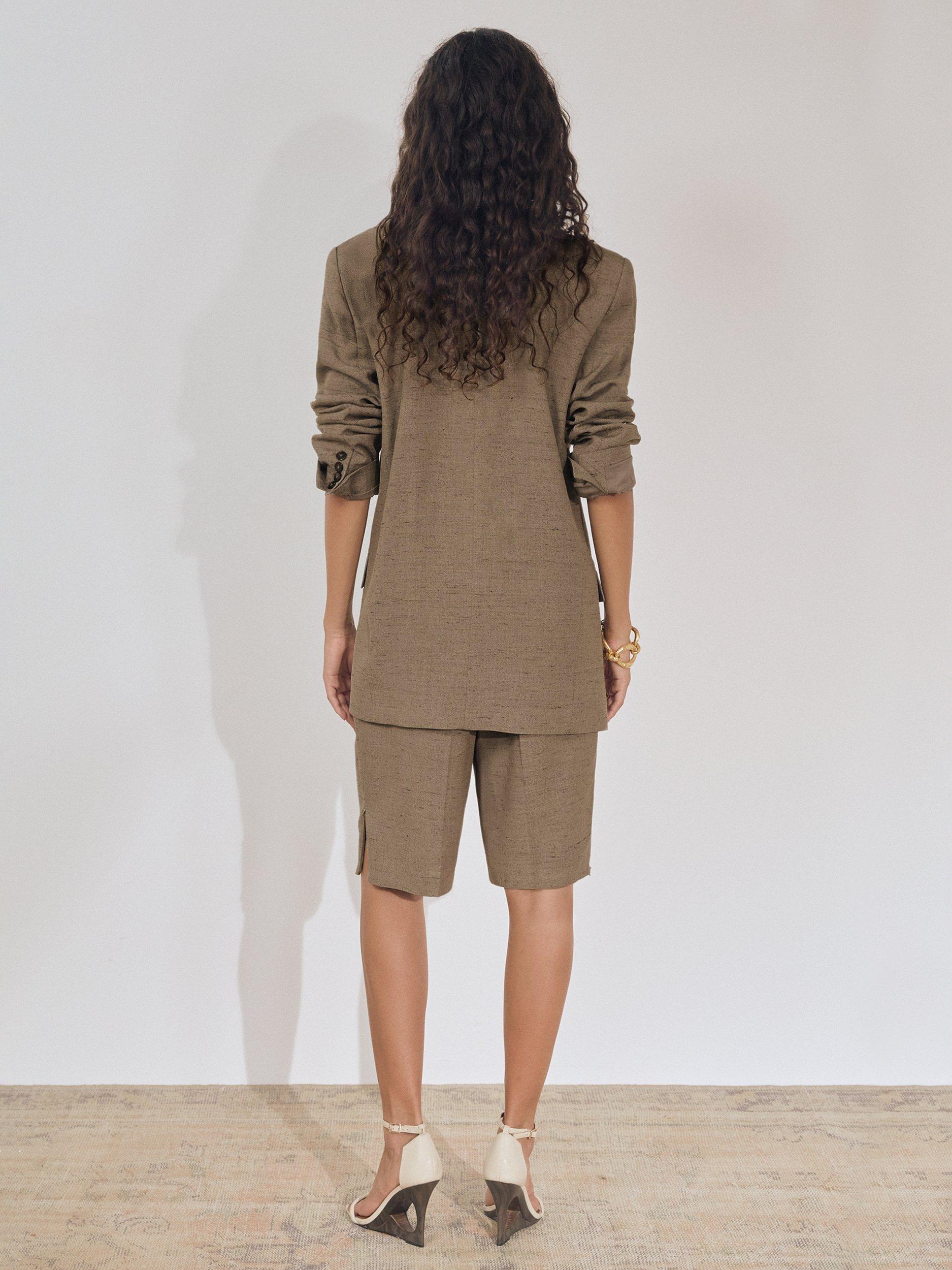 Product image 5 of 5, which shows Reiss Atelier Lina Tailored Shorts, Grey, 8