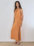 Reiss Atelier Gabriella Lace Trim Maxi Dress, Orange, Orange