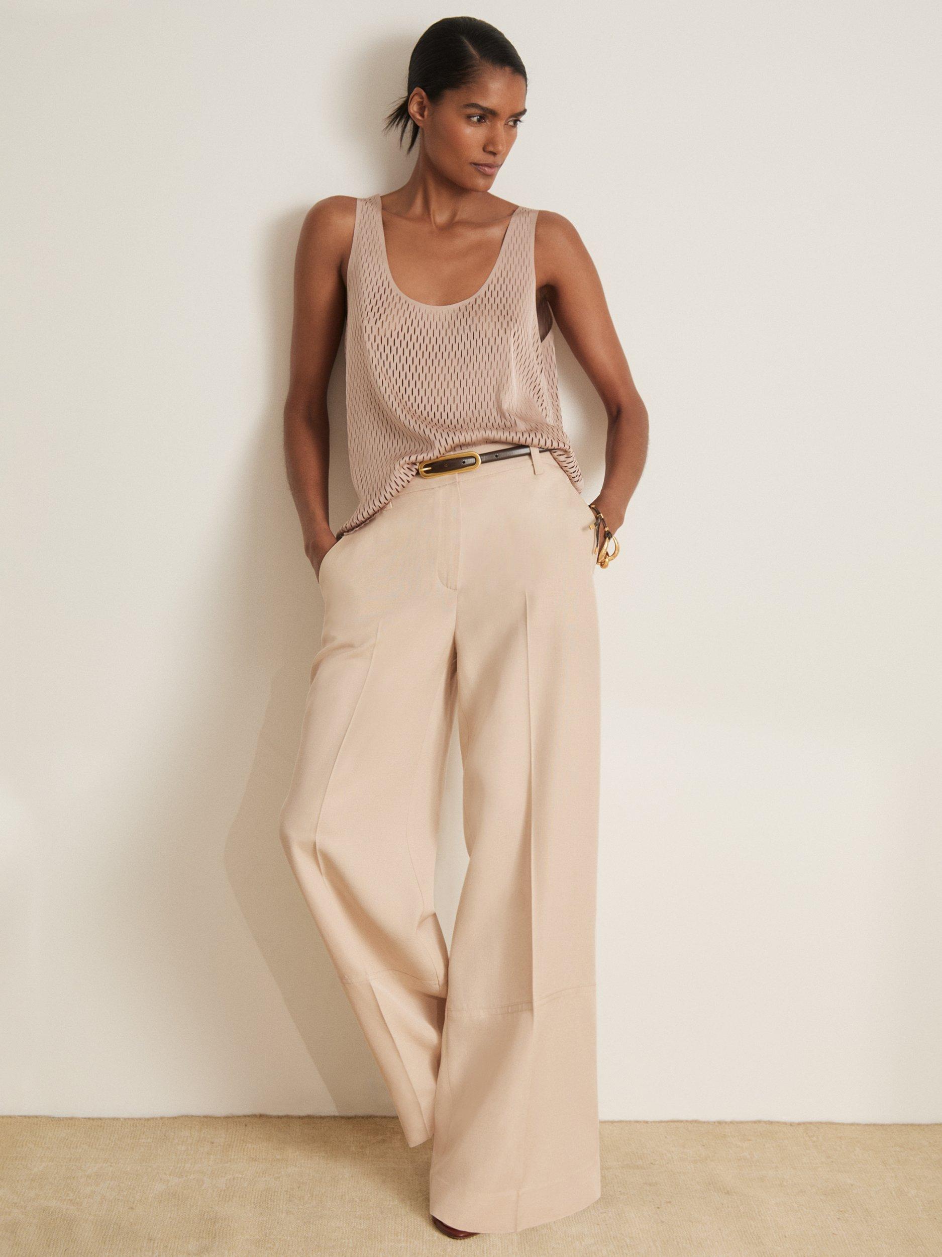 Product image 1 of 5, which shows Reiss Atelier Beckett Wide Leg Trousers, Off White, 8
