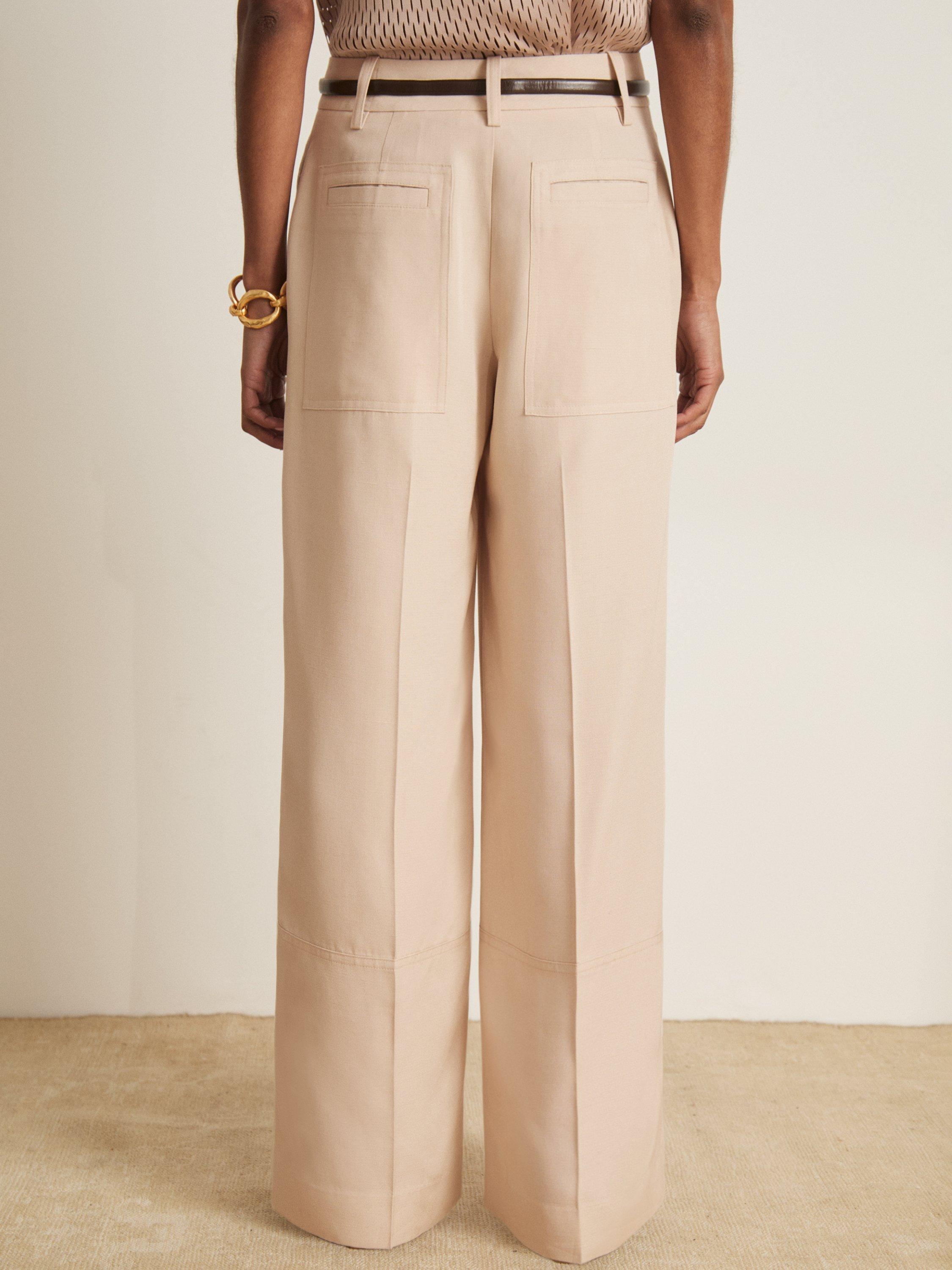 Product image 2 of 5, which shows Reiss Atelier Beckett Wide Leg Trousers, Off White, 8