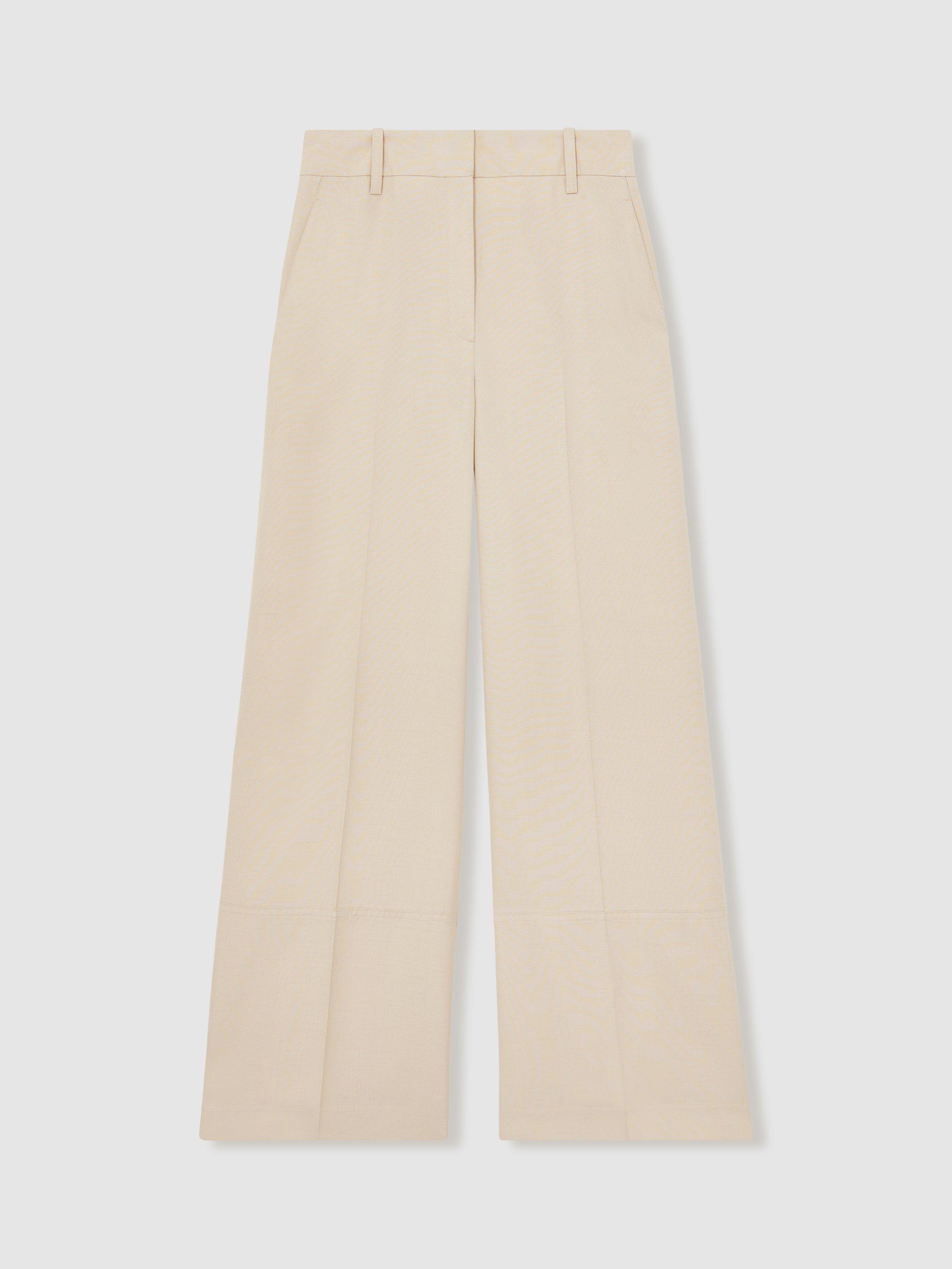 Product image 3 of 5, which shows Reiss Atelier Beckett Wide Leg Trousers, Off White, 8