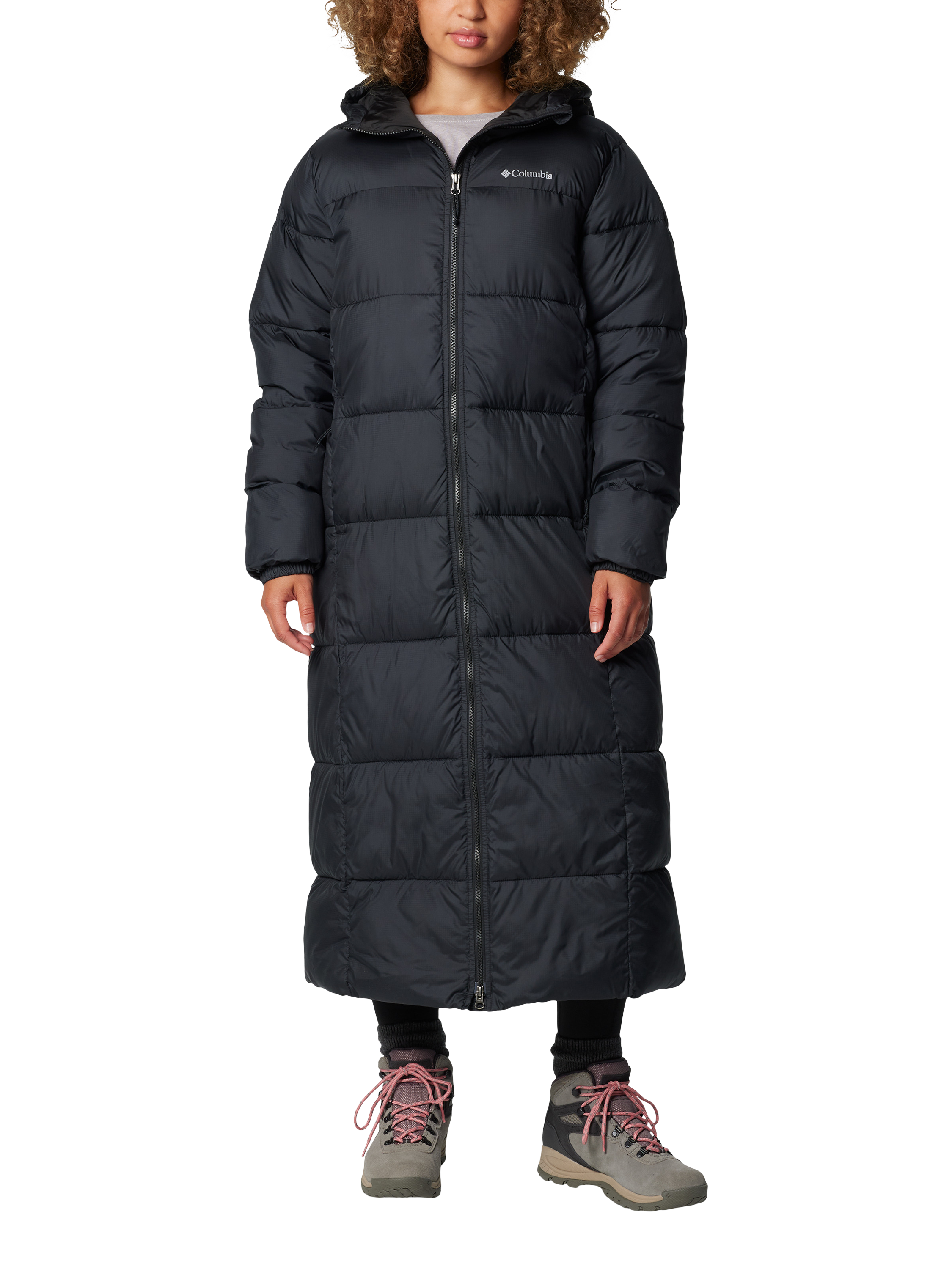 Product image 1 of 6, which shows Columbia Women's Puffect Long Water Resistant Jacket, Black, XS