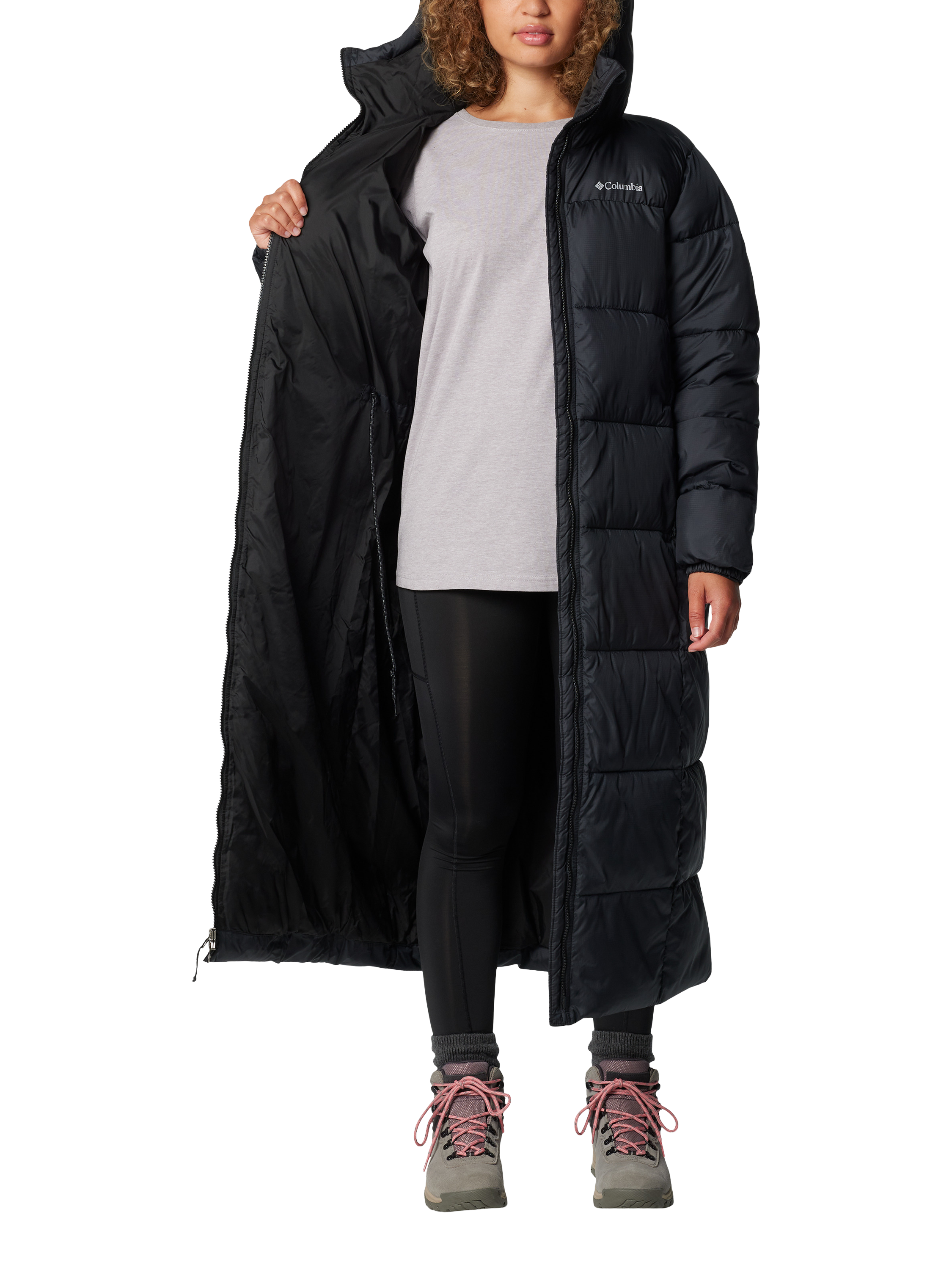 Product image 4 of 6, which shows Columbia Women's Puffect Long Water Resistant Jacket, Black, XS