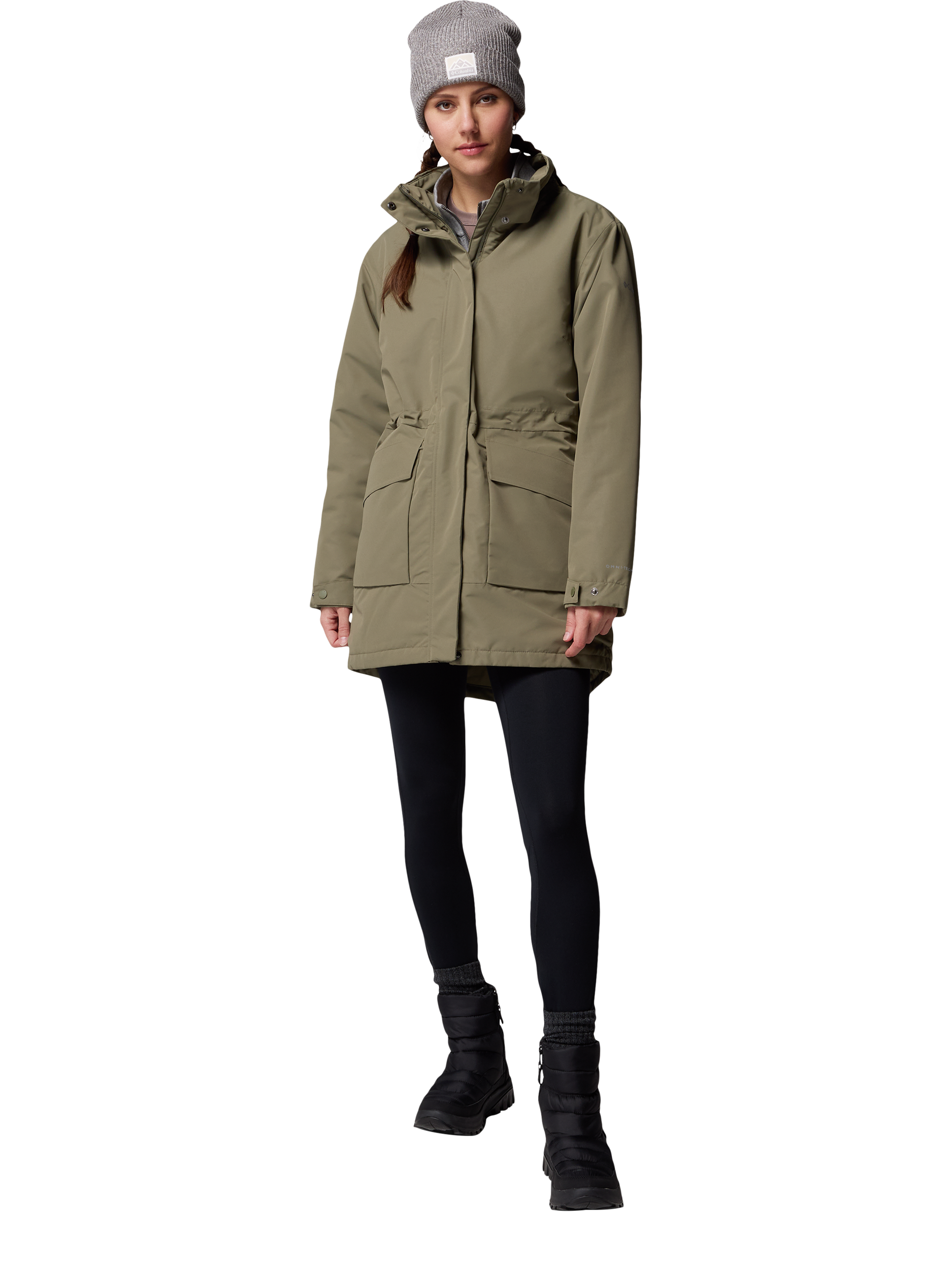 Product image 1 of 8, which shows Columbia Pulaski Hooded Parka Jacket, Stone Green, S