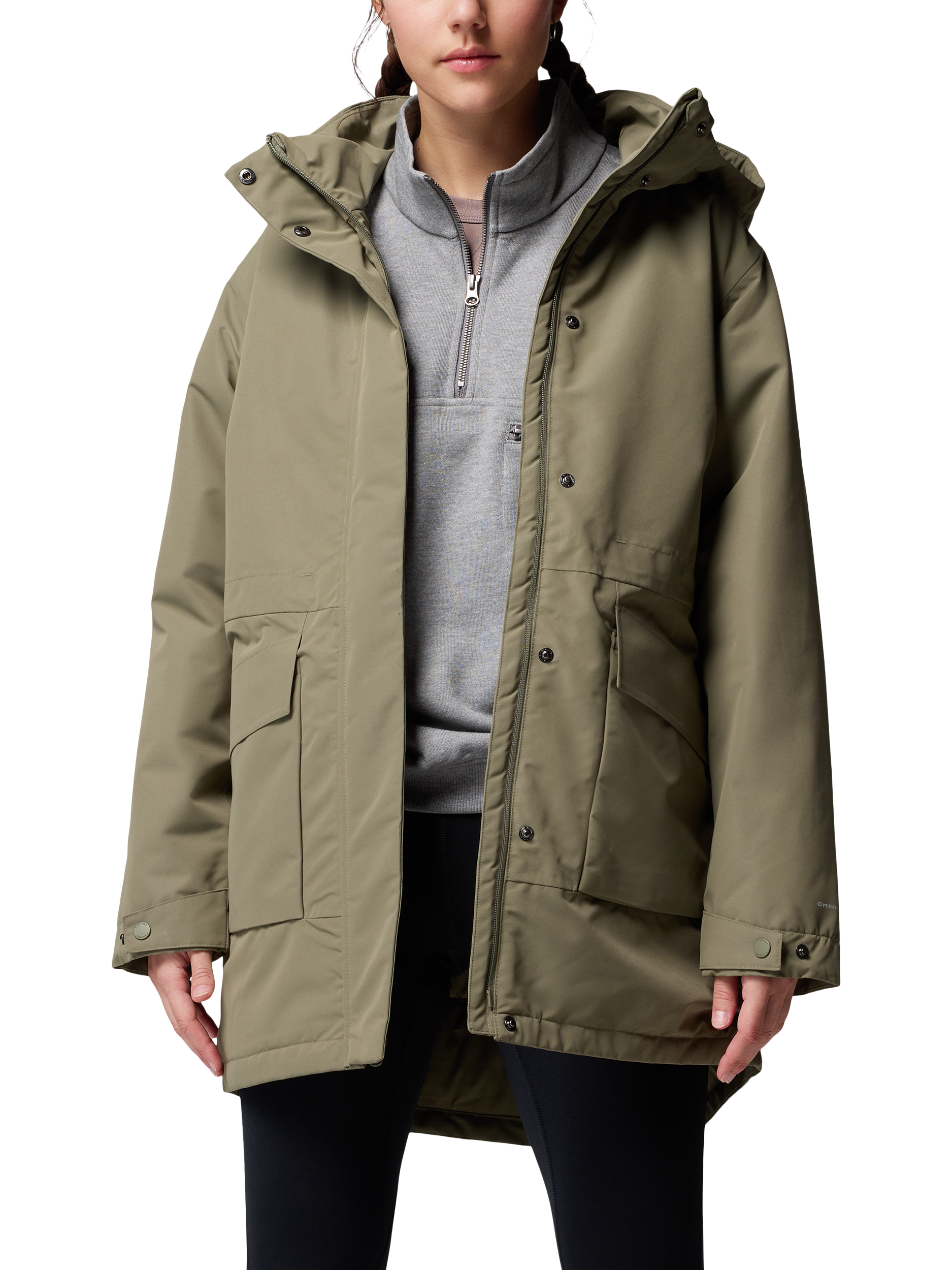 Product image 3 of 8, which shows Columbia Pulaski Hooded Parka Jacket, Stone Green, S